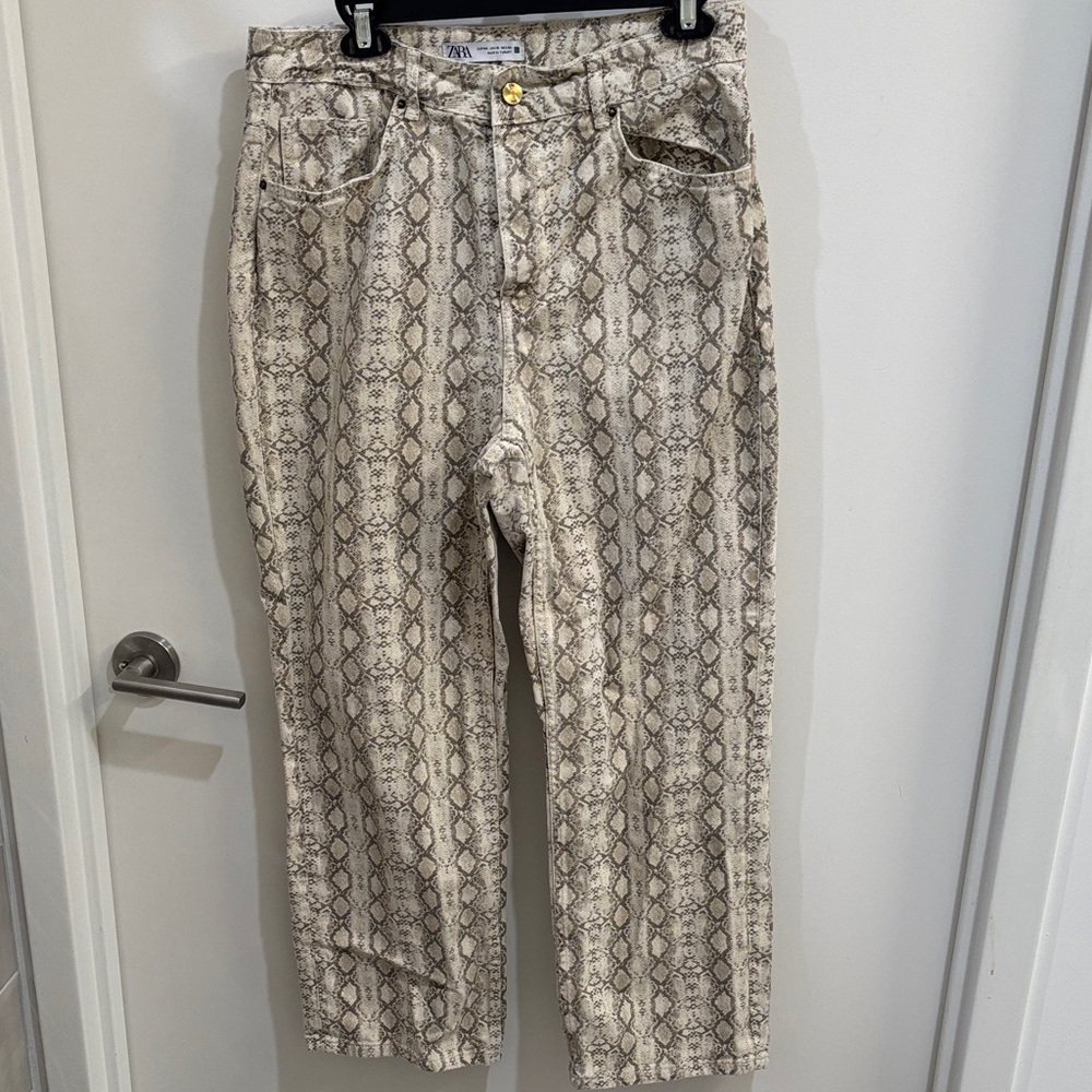 Zara Snake Print Straight Leg Jeans